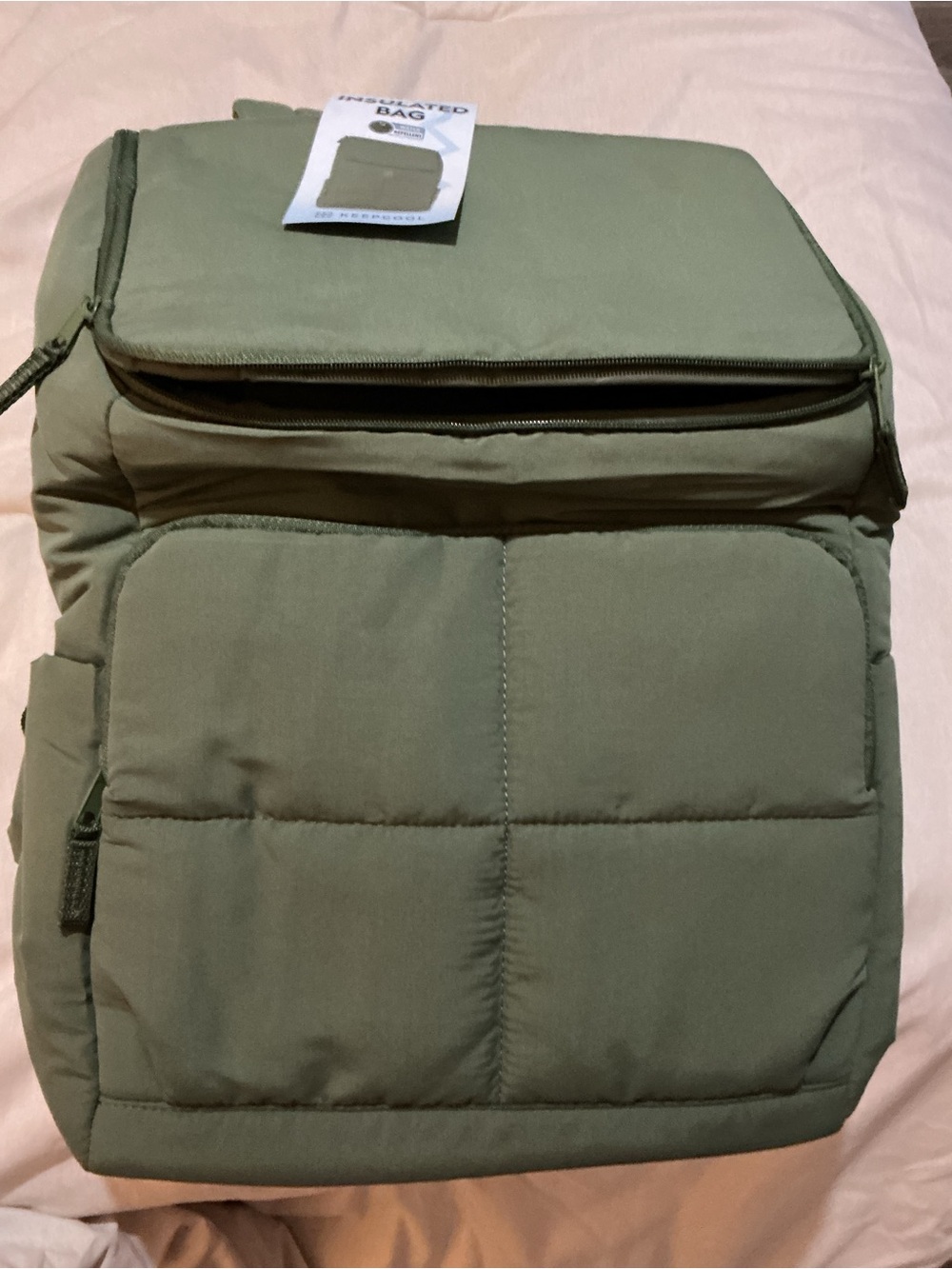 Men's Olive Green Insulated Backpack Cooler - Padded Front Panel